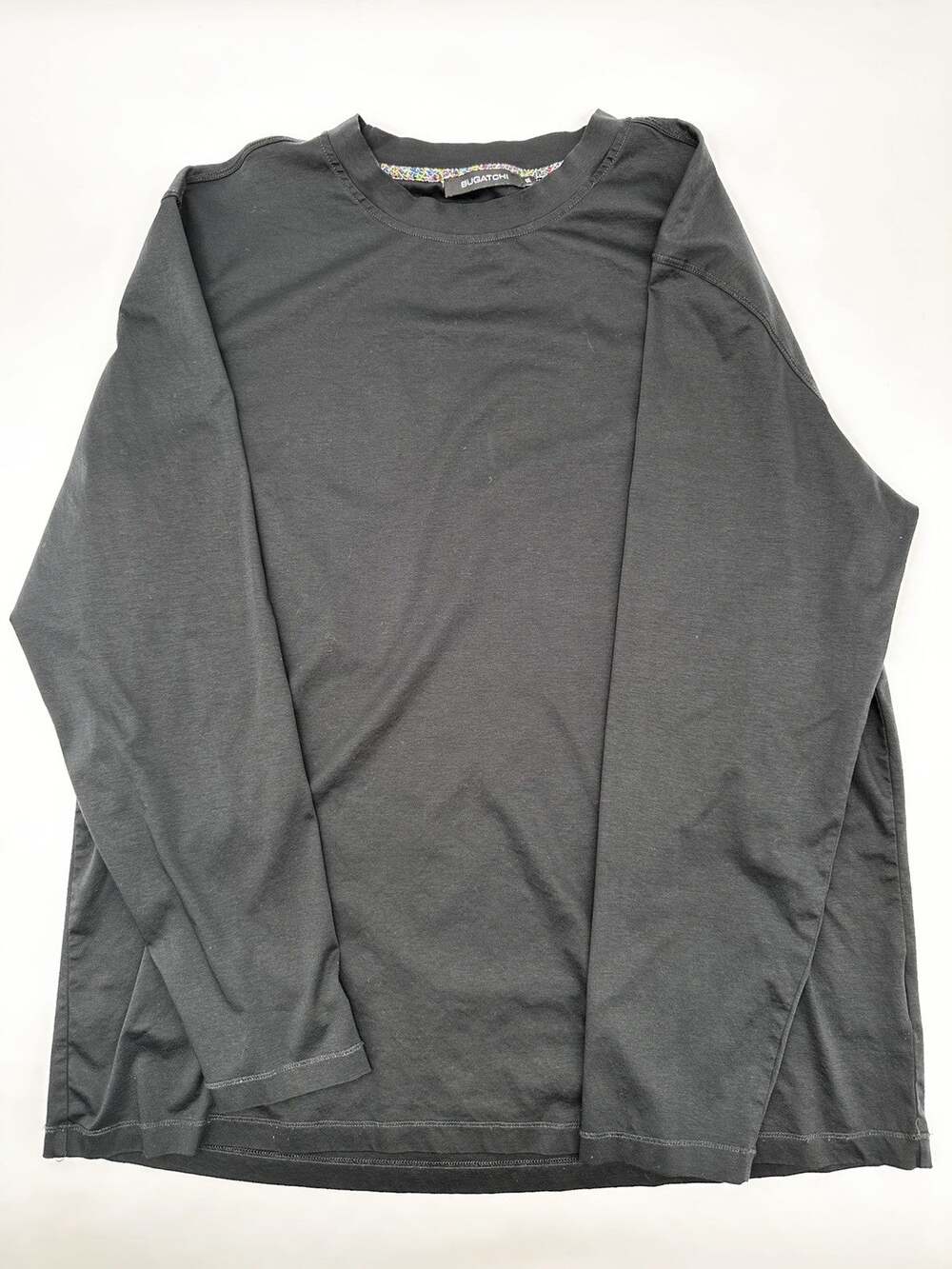 Bugatchi Men’s XL Black Long Sleeve Raglan Crewneck Shirt 100% Mercerized Cotton